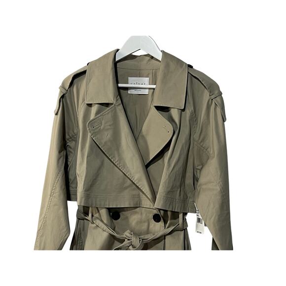 VELVET BY GRAHAM & SPENCER WOMENS SMALL NANCY COTTON BLEND TRENCH COAT KHAKI NEW - Picture 7 of 15